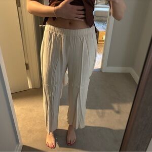 Cream Wide-Leg Pants